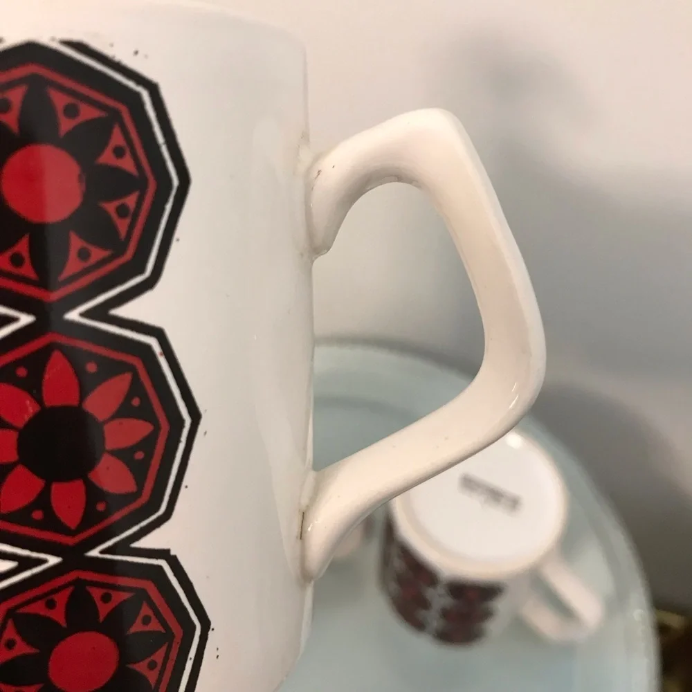 Set of 3 Staffordshire Potteries Mid Century Mugs red